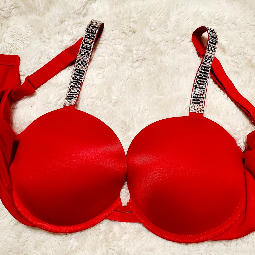 Red Bra with Embellished Straps